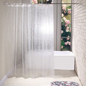 Plastic PVC 3d Waterproof Shower Curtain Transparent White Clear Bathroom Anti Mildew Translucent Bath Curtain