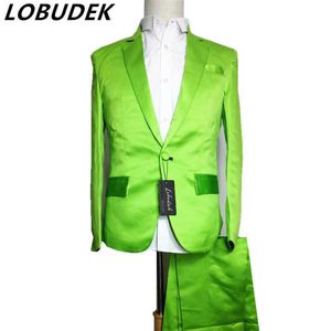 Красный зеленый синий костюм (куртка + брюки) Neon Blazer установлен многоцветный костюм комплект DJ костюм для певица танцор производительности Шоу Par Stage X0909