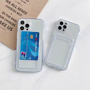 Карточный слот карман Crystal Case TPU для iPhone 15 14 Plus 13 Pro Max 12 iPhone15 11 XR XS 10 8 7 7 Credit ID Fine Dole Soft Transparent Clear Mobile Cover Back Cover