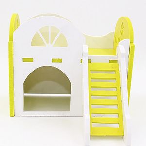 Небольшое животное поставляет двойной слой синий зеленый желтый хомяк спальный дом гнездо животных играть игрушки с подъемным лестницей, просмотр палуба Pet