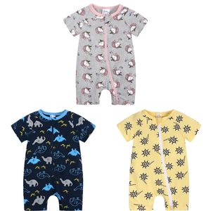 Bebek Erkek Kız Romper Pamuk Dinozor Giyim Kısa Kollu Giyim Tulum Pijama Kıyafetler Bebekler için Yenidoğan Bodysuit Yaz