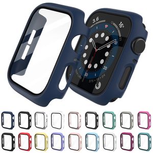 Glass Cover Case for Apple Watch Series 7 49mm 45mm 41mm 42 44 40 38mm Hard PC HD Tempered Bumper Screen Protector Cases iwatch7 Full Covers