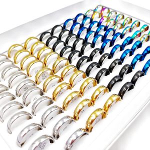 Charm 50pcs/Lot Paslanmaz Çelik Kamber Yüzey Halkası Erkek ve Kadınlar Moda 4mm 6mm 8mm Yeni Titanyum Bant Çift Küresel Yüzükler Mix Style Mücevher Parti Hediyeleri