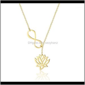 Zincir kolyeler kolyeler Jewelryrir paslanmaz çelik sonsuzluk sembolü benzersiz kolye çiçek açan çiçek yoga lotus bitkisi bayan mücevher kolye
