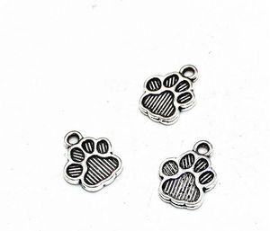 200pcs/lot Ancient Silver Plated Paw Print Alloy Charms Pendants For diy Jewelry Making findings 12x15mm