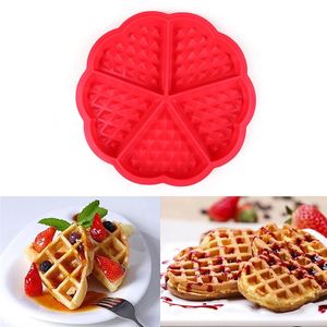 Toptan Kalp Şekli Waffle Kalıpları 5-Cavity Silikon Fırın Tava Pişirme Çerez Kek Kalıp Muffin Pişirme Araçları Mutfak Aksesuarları Malzemeleri