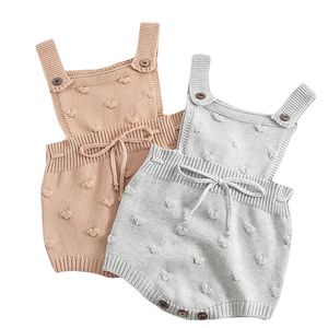 Marca Infantil Bebé Menino Menina De Tricô Romper Venda Moda Nascido Macacão Crochet Roupas Doce Sets 210417