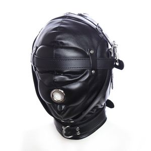 Латексная кожаная маска для головной уборной маски капюшон завязка с завязанными глазами играть эротические костюмы полная крышка бондаж головки жгут секс игрушки