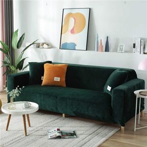 Stretch Velvet Home Sofa Cover Autumn Winter Thickened Non-slip Corner for Living Room All-inclusive Couch 210723