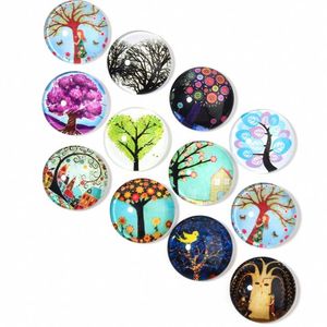 Klipsler Kanca DIY Takı Bulguları, Yeni Varış Hayat Ağacı Cam Taş Düğmeleri Yaşam Ağacı Düğmeleri Yapış Bilezik Kolye Yüzük Küpe Için