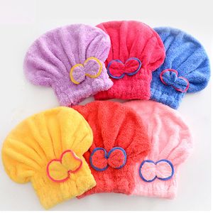 Microfibre Quick Hair Drying Bath Towel Spa Bowknot Wrap Towel Cap Bathroom Accessories Thick Bonnets Women Shower Caps w-01343