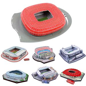 Jigsaw Puzzles For Kids 3d Puzzle Architectures Stadium Football Stadium Paper Model Games Construction Educational Toys Gifts X0522