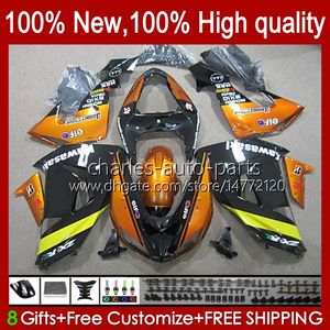 Motosiklet Tulum KAWASAKI NINJA ZX 10R 10 R 1000 CC ZX10R 06 07 Kaporta 14No.69 ZX10R ZX1000 1000cc 2006 2007 ZX1000C ZX1000CC 2006-2007 Fairing Takımı parlak turuncu