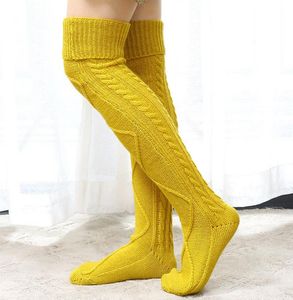 Moda Kadınlar Hosiery Kablo Örgü Uyluk Çizme Çorap Üzerinde Diz Yüksek Uzun Bacak Tüp Isıtıcıları Çorap Pamuk Seçme için Daha Fazla Renk