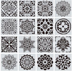 Mandala Duvar Şablonlar Boyama Mobilya Şablon DIY Sanat 6 * 6 inç Yıkanabilir Stencil Ev Dekorasyonu 54 Stilleri