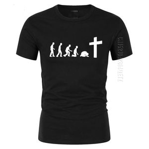 Tanrı Aşk İsa Takımı Evrimi Gerçek Erkekler 100% Pamuk T Gömlek Hıristiyan Dini İnanç O Boyun T-shirt 210706