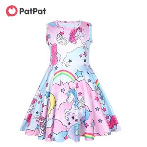 Varış Yaz Güzel Unicorn Desen Sundress Çocuk Kız Çocuk Giyim Kolsuz A-Line Elbiseler 210528