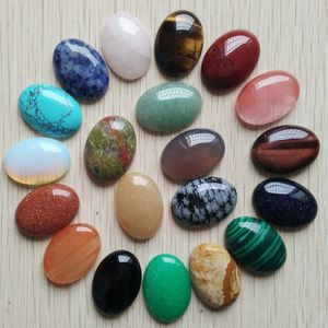 Wholesale 18x25mm natural stone mixed Oval cab cabochon Cystal Loose beads for jewelry making