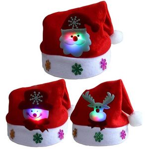 Светодиодные рождественские шапки Световой шапку Санта-Клауса шляпа снеговика лось Xmas шляпа для взрослых детская новогодняя праздничная праздничная вечеринка