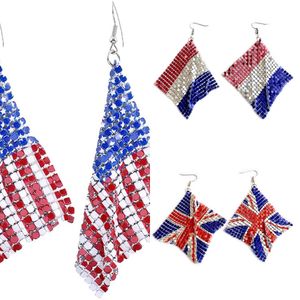 Amerikan Bayrağı Küpe Kadınlar için Vatansever Bağımsızlık Günü 4 Temmuz Damla Dangle Kanca Küpe Moda Takı X0709 X0710