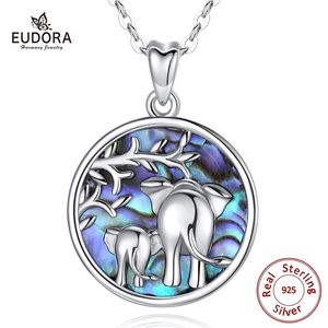 Eudora 925 Ayar Gümüş Fil Anne Bebek Ağacı Kolye Kolye Ile Inci Annesi Ile Hayvan Mavi Güzel Takı Kadınlar Için