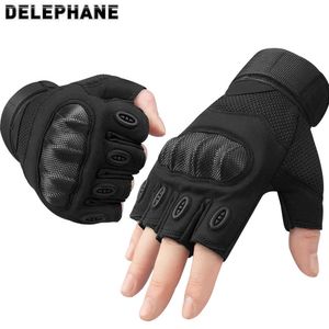 Черные тактические перчатки мужские женщины латунные костяшки для самообороны перчатки без пальцев для рыбалки армии мотоцикл перчатки варежки H1022