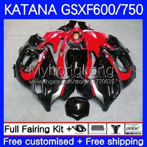 Suzuki Katana GSXF750 GSXF için Vücut Kiti 600 750 CC GSX600F Kırmızı Siyah 03 04 05 06 07 18NO.38 600CC GSX750F GSXF-750 GSXF600 750CC 2003 2004 2005 2006 2007 OEM Kuramları