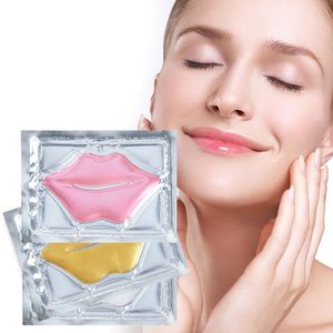 Pembe Beyaz Altın Kristal Kollajen Maskeleri Nemlendirici Essence Dudak Bakımı Kozmetik Anti Kırışıklık Yaması 8G/PC