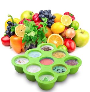 Yedek Gıda Kutuları Yuvarlak Kutu Mutfak Aletleri Silikon Buz Küp Makinesi Retain ile Tazelik Kapak Asılı 9-Cavity DIY Şeker Puding Kalıpları Aracı 6 Renkler WMQ841
