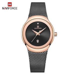 Naviforce bileği izle kadın moda çelik örgü su geçirmez kuvars lüks analog bayanlar es relogio feminino 210616 9338