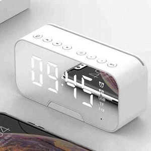 Портативное зеркало светодиодные будильники беспроводной 5.0 Bluetooth FM радио музыкальный проигрыватель электронные цифровые столовые часы с двойным режимом тревоги 2111111