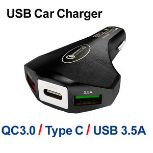 3 USB Araç Şarj Hızlı Şarj QC3.0 Evrensel Cep Telefonu Tipi C Hızlı Şarj iphone 11 Xiaomi Samsung Huawei LG