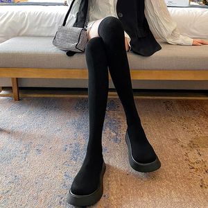 The High Heels Women Cuffy Over Boots Knee 2024 Inverno Miallieve Designer Sexy Sock Pompe Sock Pompe Mujer Zapatos 73 49