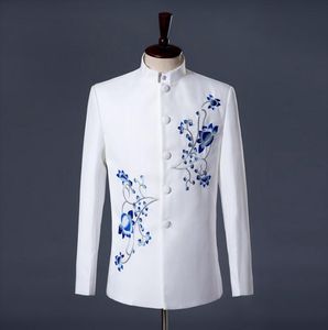 Conjunto de roupas masculinas com gola alta túnica chinesa com calças 2021 ternos de casamento masculino fantasia de noivo vestido formal gravata blazers masculinos