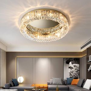 Oturma Odası Lüks Altın / Krom Çelik E14 LED Tavan Işıkları Modern parlaklık K9 Kristal Ayna Lambası Yatak Odası Deco Lamparas