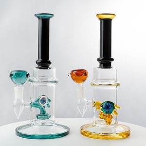 10 inç nargile 5mm kalın cam bongs düz tüp yağ dab kuleleri duş başlığı perc percolator 14mm eklem su boruları kase