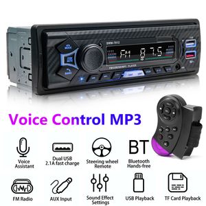Bluetooth 5.0 Car Stereo Radio, SWM-7812 MP3 Player with FM, 60W, USB/SD, Voice Control, 4-Way RCA Output