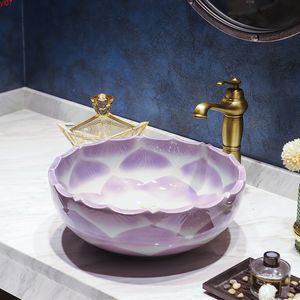 China Decoração de pintura de decoração Arte Lavabo Bathroom embarcação afundar redondo pia de porcelana com bancada foi Bacia banheiro SinksGood Qty