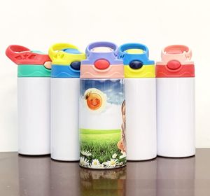 Süblimasyon Sippy Cup 12 oz 350 ml Boş Çocuk Şişe Düz Sevimli Çift Duvar Paslanmaz Çelik Tumbler Su Şişeleri Toplu Kid için Güvenli Çocuk Toddler Konteyner Toptan