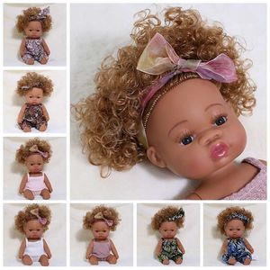 Reborn Black Doll 35 см Полное тело силиконовые виниловые детские игрушки для девочек мальчики мягкие реалистичные новорожденные детская кукла игрушка для рождественского подарка Q0910