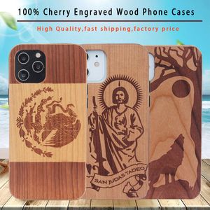 Factory High Quailty Cherry Wood Cass Чехлы для мобильного телефона Деревянный Крышка для iPhone 12 Pro Max 11