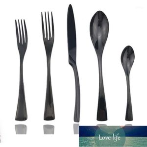 20 30 Parça Parlak Siyah Sofra Takımı Çatal Seti 18/10 Paslanmaz Çelik Yemek Biftek Bıçak Yemeği Çatal Kaşık Silverware Set1 Fabrika Fiyat Uzman Tasarım Kalitesi