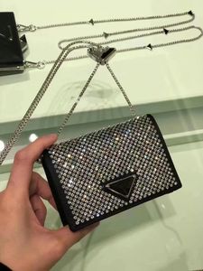 Designer kids triangle Rhinestone handbag 2022 girls metal chain crossbody bags children bling one shoulder bag A8469