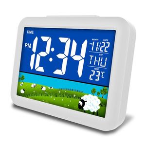 Diğer Saatler Aksesuarları LCD Renk Ekranı Dijital Saat Başucu 12/24 Saat Sıcaklık Alarmı Ev Çocuk Odası Için