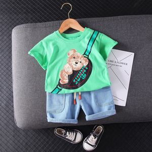Bebek Giysileri Setleri Yaz Çocuk Giyim Erkek Kız Rahat Pamuklu Tişört + Tulum 2 adetKıyafet Yürümeye Başlayan Kostüm Çocuk Giyim