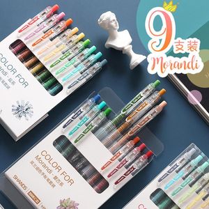 Adet / Set Renk Morandi Jel Kalem 0.5mm Retro Basın Yaratıcı El Hesabı Okul için Adalet Kawaii Sabit Kız Kalemler