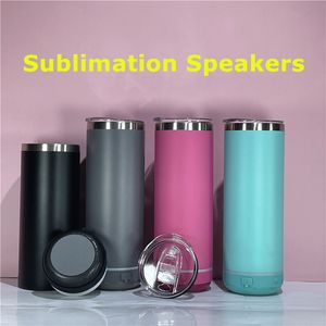 Toptan! 20 oz Beyaz Boş Süblimasyon Hoparlörler Müzik Tumblers Ücretli Toz Boyalı Bardaklar Kırmızı Yeşil Siyah Gri Paslanmaz Çelik Su Şişeleri A12