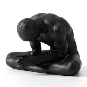 Resina creativa Body Art uomo nudo scultura devoto pellegrino figurine decorative per la casa resina artigianale sitter palma insieme miniatura 210727