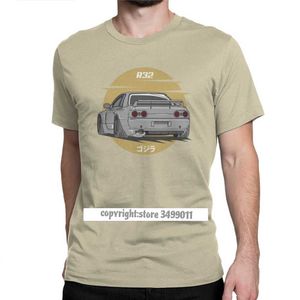R32 Araba Gri Legend JDM T-shirt Japon Sportcar Erkekler T Shirt Yenilik Saflaştırılmış Pamuk Spor Tees Streetwear 210629