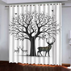 Modern 3D Curains Soyut Ağaç Mutfak Perdeleri Pencere Duvar Dekoratif Perde Drapes Için